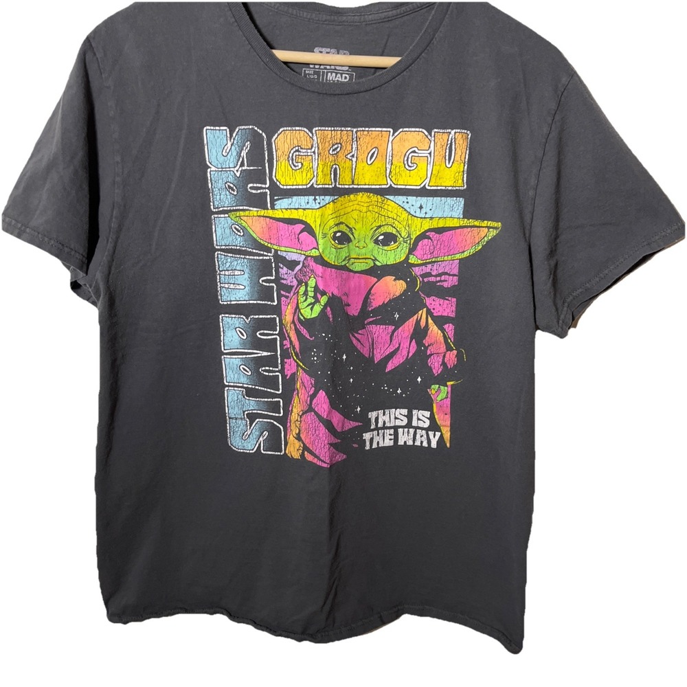 Star Wars Grogu The Mandalorian This Is The Way Graphic T-Shirt Mens Large Gray